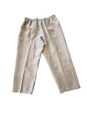 Eskandar Linen Pants Wide Leg Cropped Pull On Beachy Summer Casual Size Medium